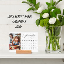 Calendar 2026 Luxe Script Easel