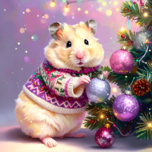 Hamster Decorating Christmas Tree