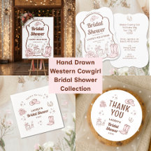 Hand Drawn Western Cowgirl Bridal Shower