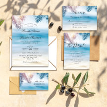 Elegant Tropical Palm Ocean Beach Wedding Suite