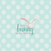 Simple and modern bunny on mint polca dots
