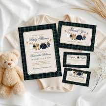 Luxsary Teddy Bear Plaid Baby Shower
