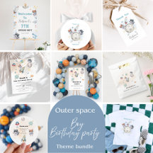 Blast off woodland space animals boy birthday 