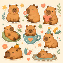 Cute Capybara Stickers and Magnets