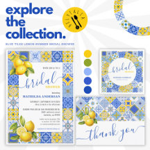 Italian Blue Tiles Lemon Summer Bridal Shower