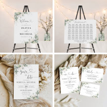 Watercolor Eucalyptus Gold Floral Greenery