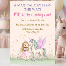 Magical Unicorn and Princess Invitations 