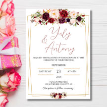 Burgundy red flowers wedding background 