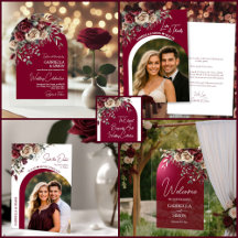 Elegant Arch Burgundy & Cream Roses Wedding Suite