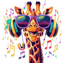 Cool Colorful Party Giraffe with Headphones