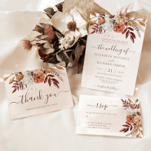 Fall Floral Foliage Boho Autumn Wedding Suite