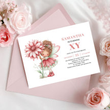 Cute Fairy Blush Pink Floral Girls Birthday 81B