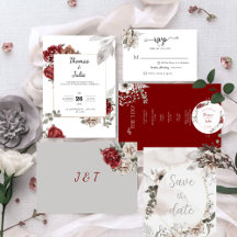 Burgundy Watercolor Floral Wedding Suite