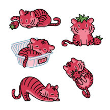 Strawberry Tiger & Mint Penguin