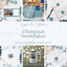 Modern Blue & White Snowflake Pattern