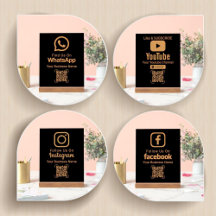 Gold Social Media QR Code Signs for Business