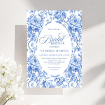 Blue French toile de jouy roses Bridal Shower 232X