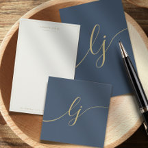 Monogram Initials Calligraphy Navy Gold Script