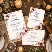 Rustic Burgundy Floral Wedding
