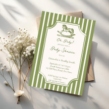Sage Green vintage rocking horse baby shower 