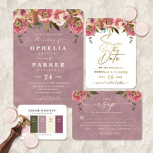 Ophelia • Pink Watercolor Floral Wedding Suite