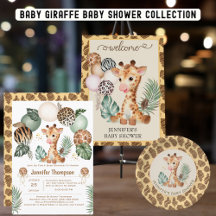   Baby Giraffe Safari Animal Print  Baby Shower 