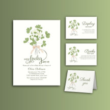 Modern Chic Lucky Shamrock Baby Shower Collection 