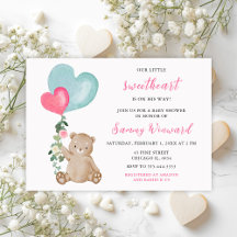 Valentine Bear Pink and Blue Heart Collection