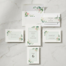 Soft Pink Floral Botanical Wedding Collection