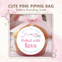 Cute Pink Piping Bag Bakery Branding Suite