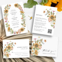 Elegant Rustic Sunflowers and Wildflowers Wedding