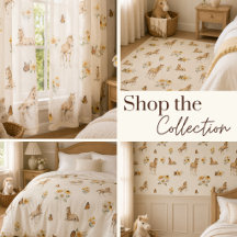 Girls Boho Orange Horse Wildflower Bedroom Decor