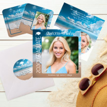 Blue and White Beach Waves Unique Graduation