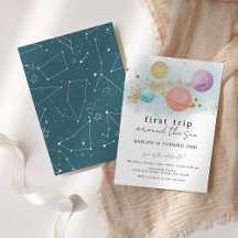 Girl's First Trip around the sun Outer Space 