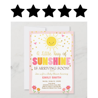 Five stars over a Baby Shower Invitation design