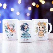 Cute Zodiac Signs Watercolor Art Personalized Mugs