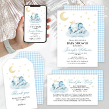 Blue Little Peanut Sleepy Elephant Baby Boy Shower