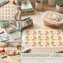 Cute Illustrated Kids Name Labels Daycare & School