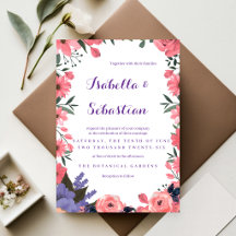 Lavender & Blush Pink Floral Wedding Invitation