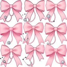 Pink Coquette Ribbon & Stethoscope Clipart Bundle