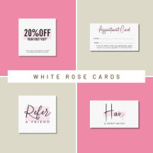Elegant Stylish White Rose BEAUTY Salon Cards