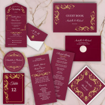 Elegant Red Wine Victorian Wedding Suite 
