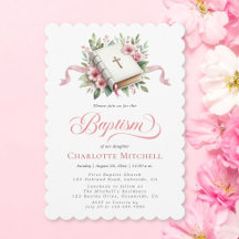 Modern Pink Floral Bible Baptism