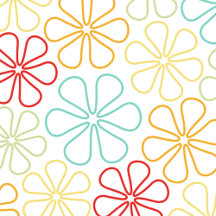 Abstract Flowers Red Yellow Orange Lime Teal White