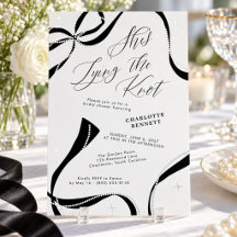Elegant Black Ribbon Pearl She's Tying the Knot 