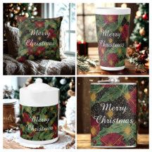 Christmas Flowers Pattern,Gold Red Green Black
