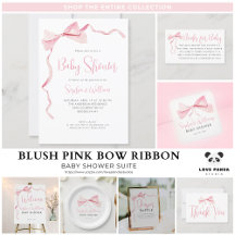 Pink Watercolor Ribbon Bow Girl Baby Shower 001