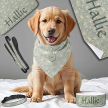 Sage Green Botanical Dog Accessories Collection