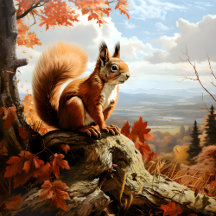 Red Squirrel Overlooks The Countryside