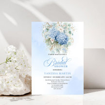 Boho blue hydrangeas gold Bridal Shower 233D